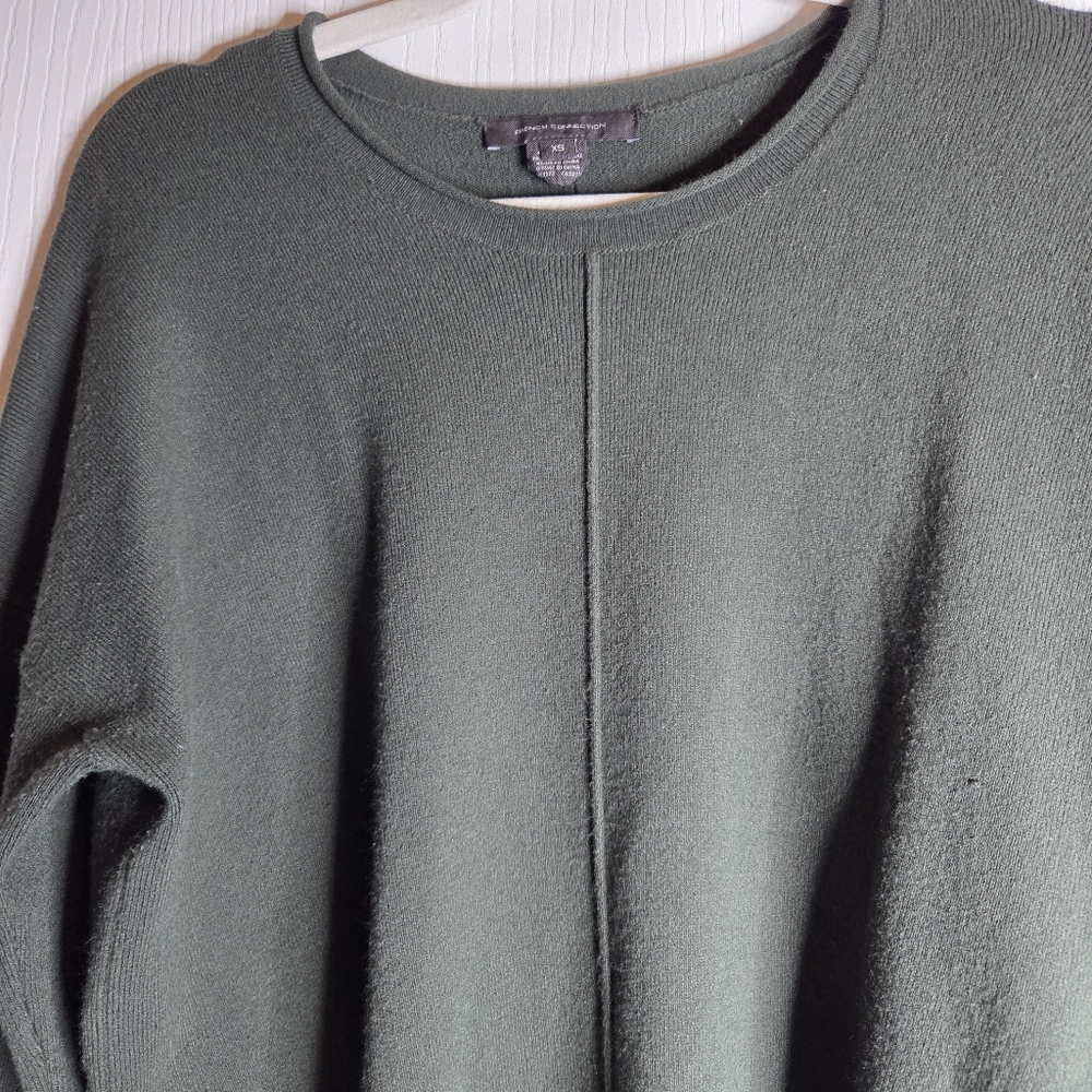 French Connection Dark Olive Crewneck Sweater-Size XS - Picture 9 of 12